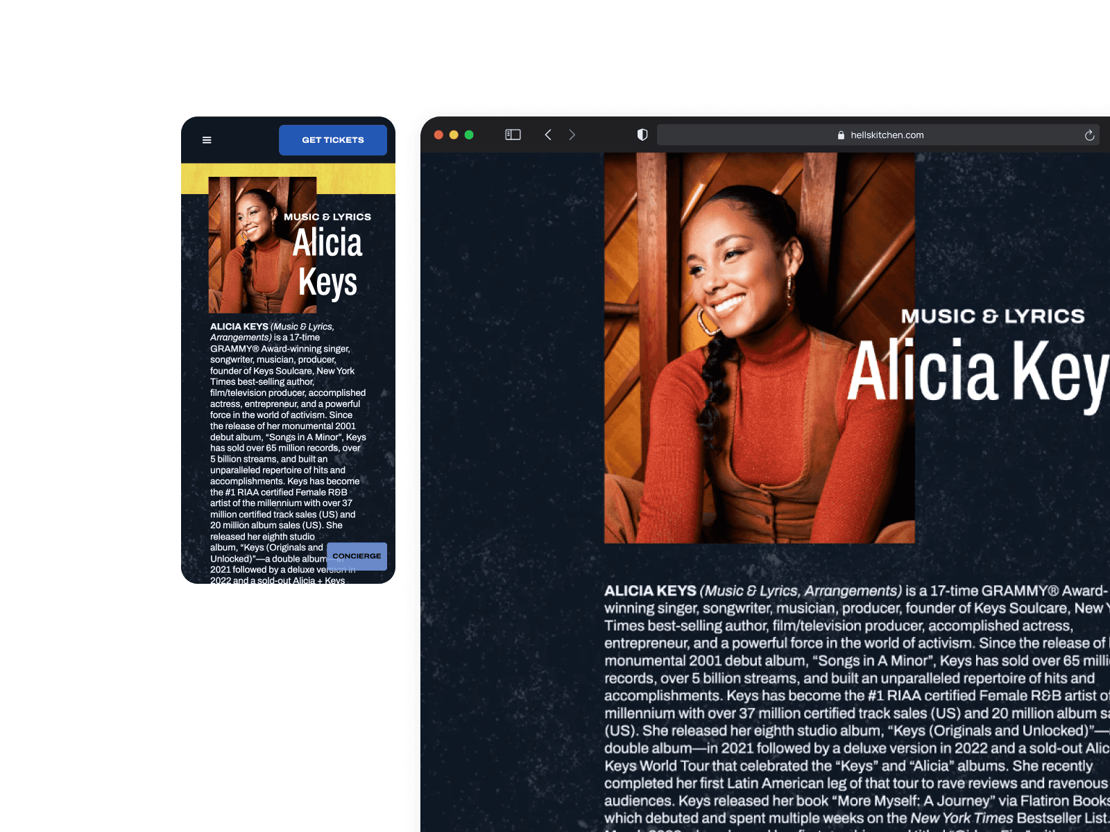 Hell's Kitchen website hero section