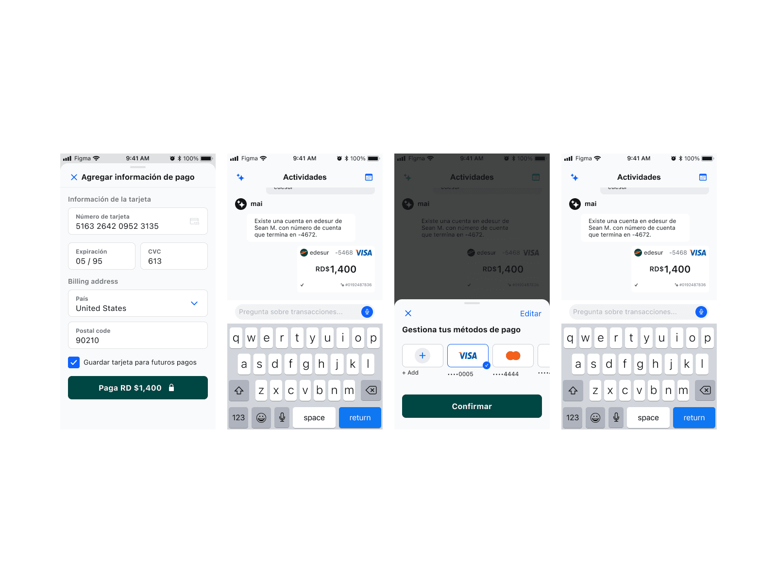 AI chat transaction confirmation screen