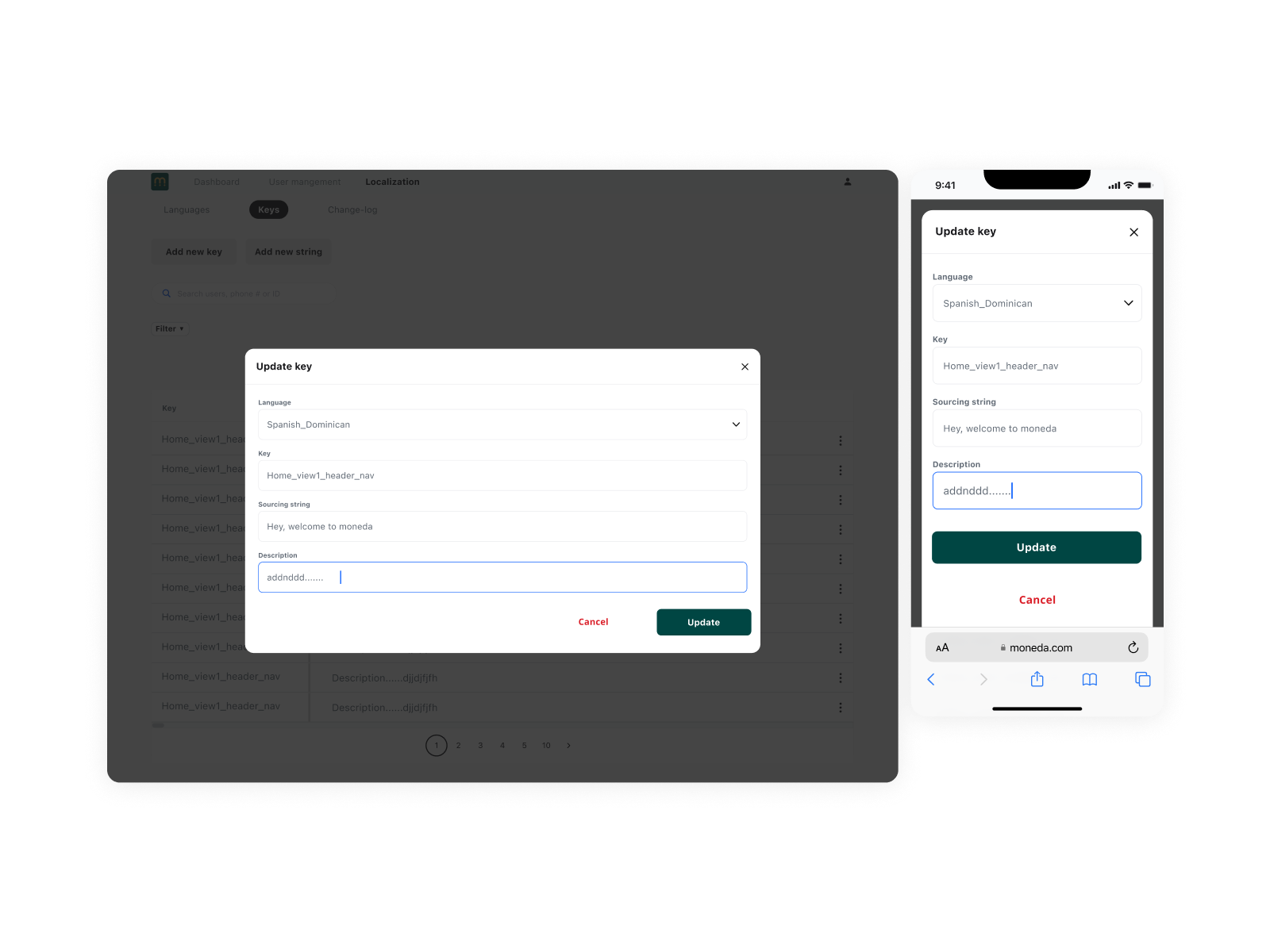Operations summary view