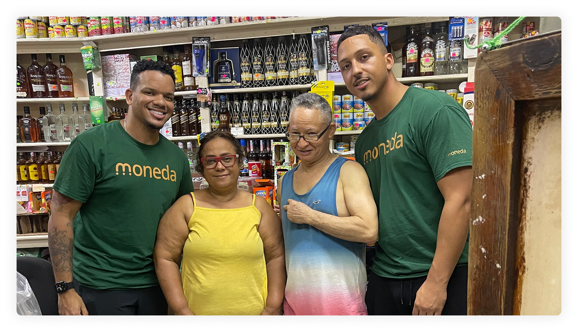 Moneda team in a colmado in the Dominican Republic — field research visits