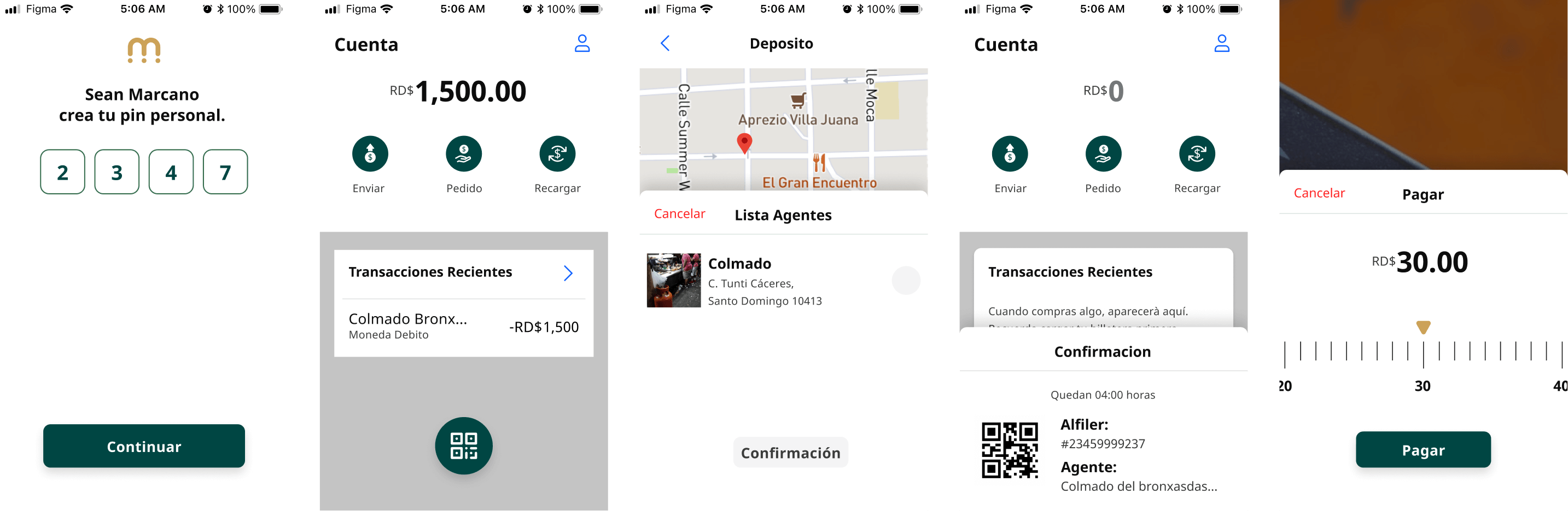 Moneda 1.0 — the initial screen set built for low-tech-literacy users